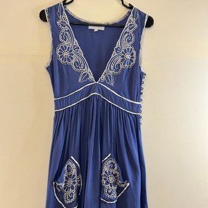 Alice McCall Blue Dress with deep V and lace detailing size 8